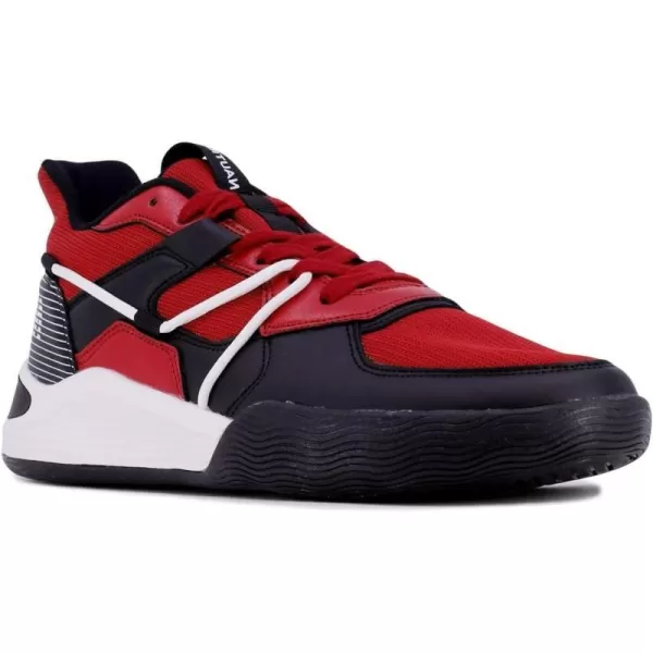 Nautica Mens LowTop Fashion Sneakers  LaceUp Trainers for Stylish Basketball Style and Comfortable Walking ShoesBlack Red Benthos