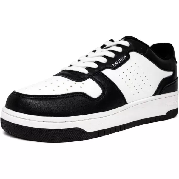 Nautica Mens LowTop Fashion Sneakers  LaceUp Trainers for Stylish Basketball Style and Comfortable Walking ShoesBlack Whitestafford