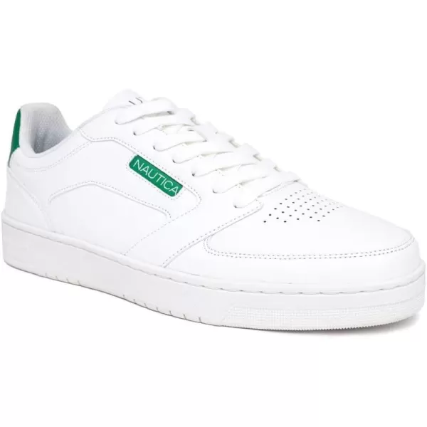 Nautica Mens LowTop Fashion Sneakers  LaceUp Trainers for Stylish Basketball Style and Comfortable Walking ShoesWhite Greenbascule