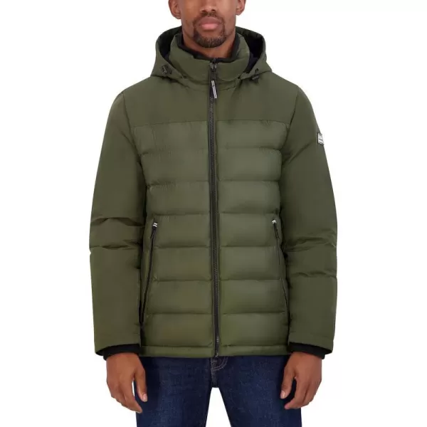 Nautica Mens Mixed Media PufferGreen