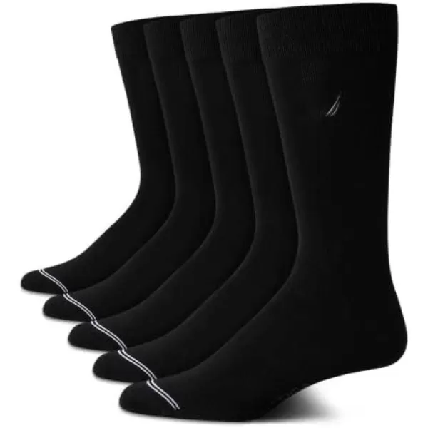 Nautica Mens Moisture Wicking Dress Socks with Stay Up Cuff 5 PackBlack