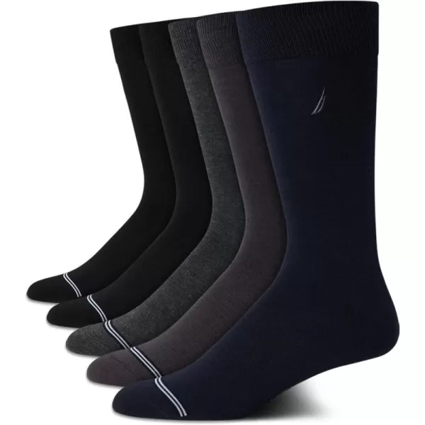 Nautica Mens Moisture Wicking Dress Socks with Stay Up Cuff 5 PackNavy Assortment