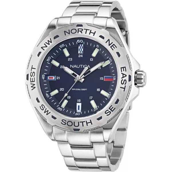 Nautica Mens NAPCWS305 Clearwater Beach Recycled 85 Stainless Steel Bracelet amp Silicone Strap WatchNautica Mens NAPCWS305 Clearwater Beach Recycled 85 Stainless Steel Bracelet amp Silicone Strap Watch