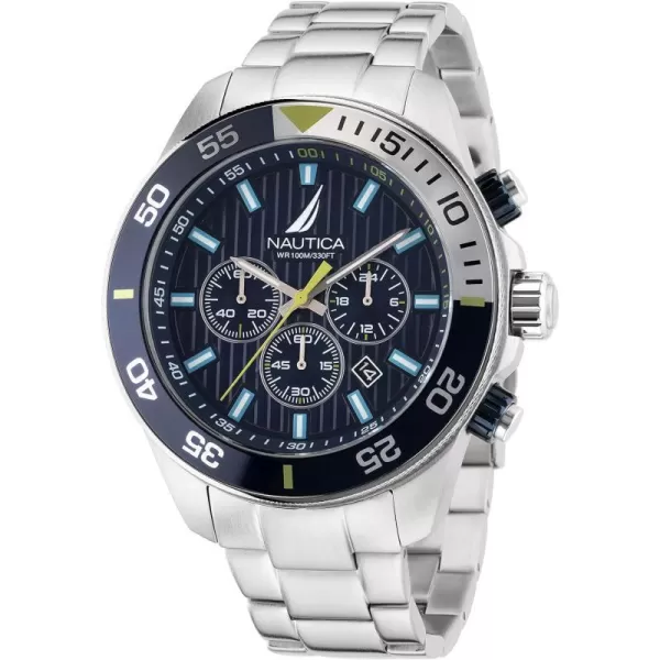 Nautica Mens NAPNOS304 One Recycled 85 Stainless Steel Bracelet amp Blue Silicone Strap WatchNautica Mens NAPNOS304 One Recycled 85 Stainless Steel Bracelet amp Blue Silicone Strap Watch