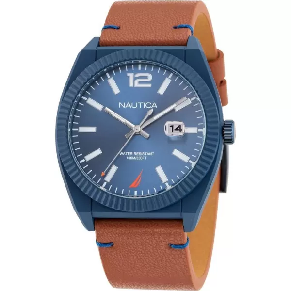 Nautica Mens NAPPBS303 Pacific Beach Brown Apple Grain Leather Strap WatchNautica Mens NAPPBS303 Pacific Beach Brown Apple Grain Leather Strap Watch