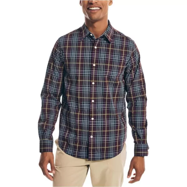 Nautica Mens Navtech Plaid ShirtShipwreck Burgundy