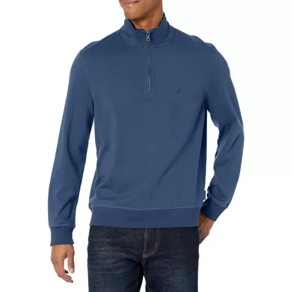 Nautica Mens Navtech QuarterZip Color Block SweaterLapis Blue