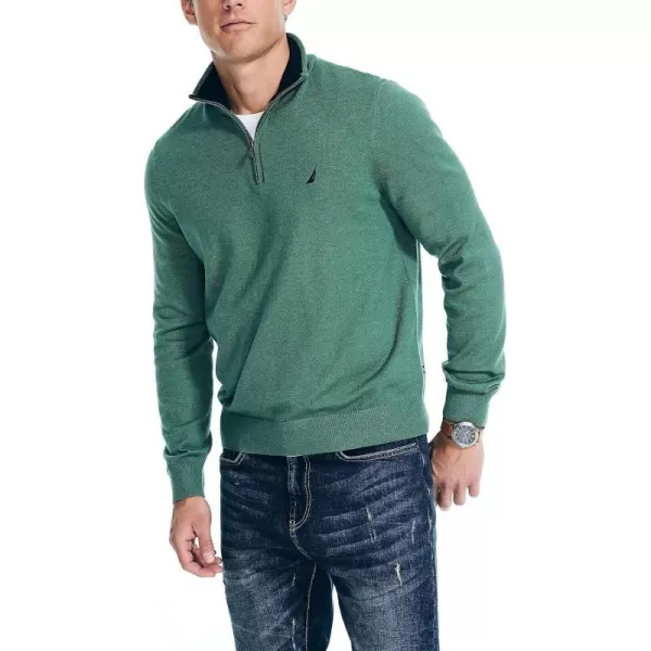 Nautica Mens Navtech QuarterZip SweaterArctic Fern Heather