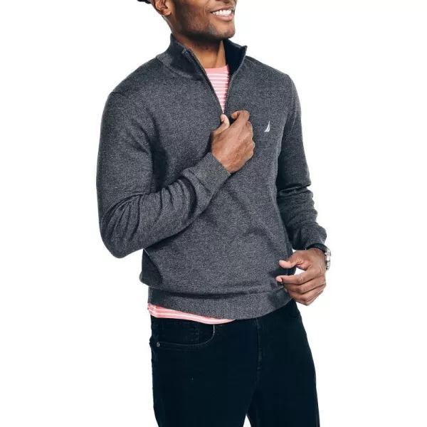 Nautica Mens Navtech QuarterZip SweaterCharcoal Heather