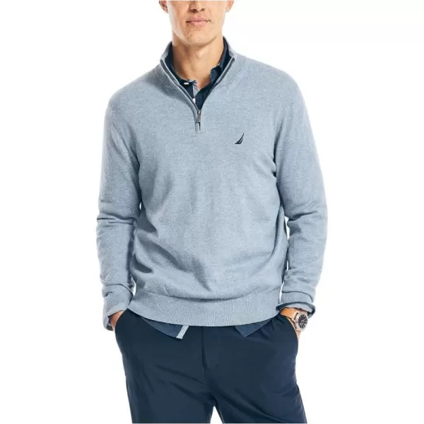 Nautica Mens Navtech QuarterZip SweaterDeep Anchor Heather