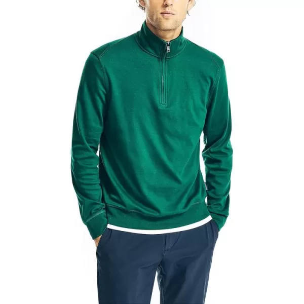 Nautica Mens Navtech QuarterZip SweaterTidal Green