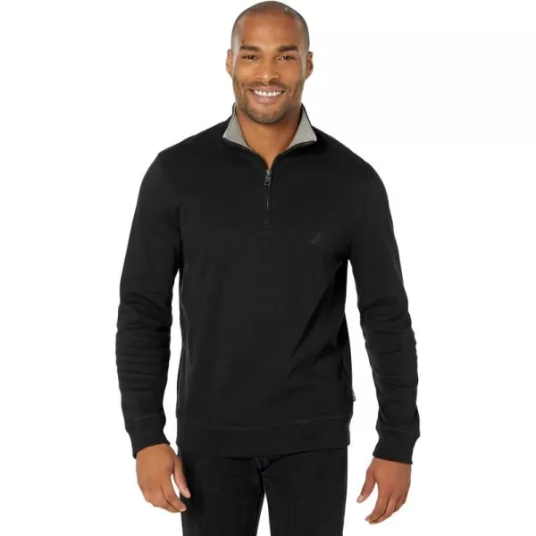 Nautica Mens Navtech QuarterZip SweaterTrue Black