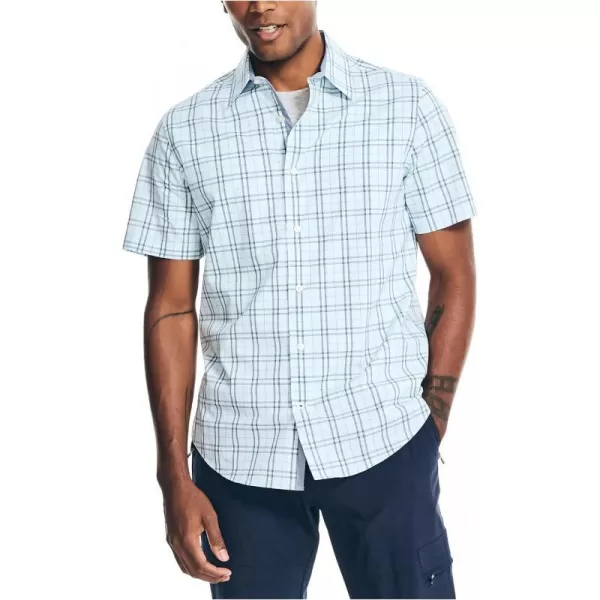 Nautica Mens Navtech Slim Fit Plaid ShortSleeve ShirtSoft Blue