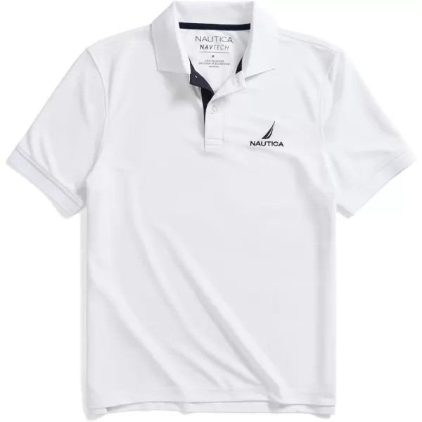 Nautica Mens Navtech Stripe Collar PoloBright White