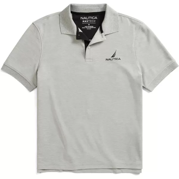 Nautica Mens Navtech Stripe Collar PoloGrey Heather