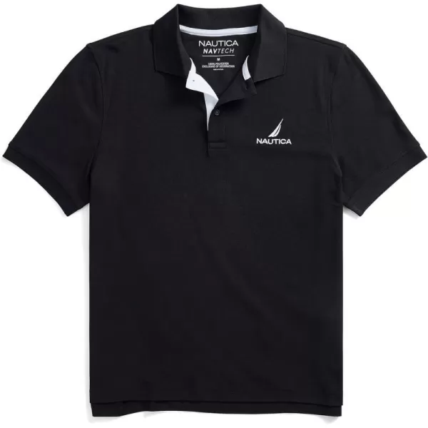 Nautica Mens Navtech Stripe Collar PoloTrue Black