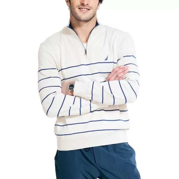 Nautica Mens Navtech Striped QuarterZip SweaterNautica Stone Heather