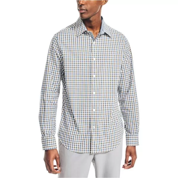 Nautica Mens Navtech Trim Fit Plaid ShirtBright White