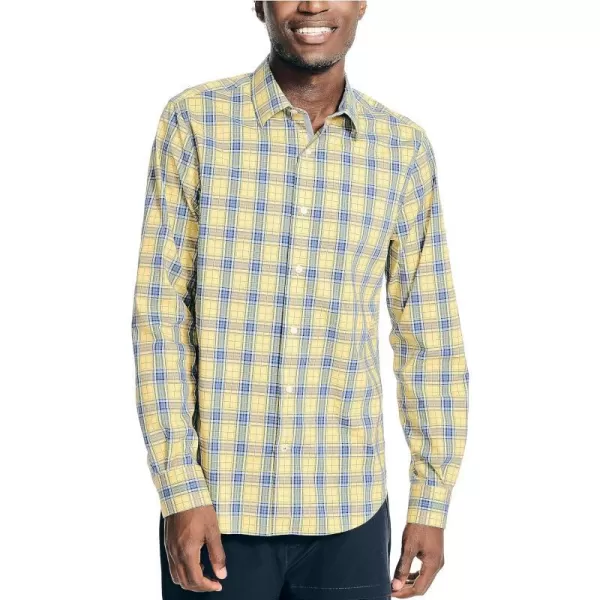 Nautica Mens Navtech Trim Fit Plaid ShirtLight Mimosa