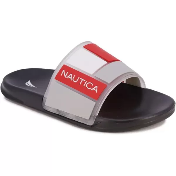 Nautica Mens Open Toe Slide Sandals  Comfortable Indoor amp Outdoor Shower SlippersBower Clearblack