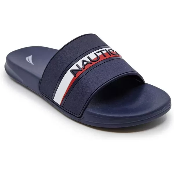 Nautica Mens Open Toe Slide Sandals  Comfortable Indoor amp Outdoor Shower SlippersNavy Compara