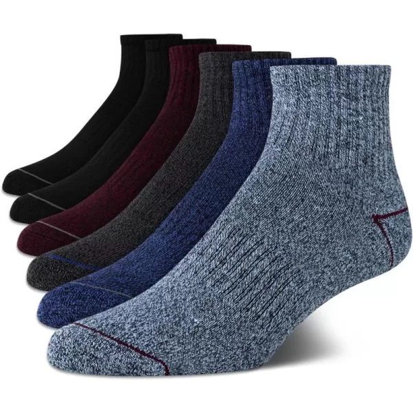 Nautica Mens Performance Quarter Socks with Cushioned Comfort 6 PackBlueBurgundyBlack