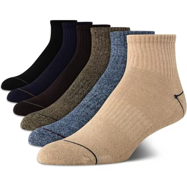 Nautica Mens Performance Quarter Socks with Cushioned Comfort 6 PackBrownNavyBlack