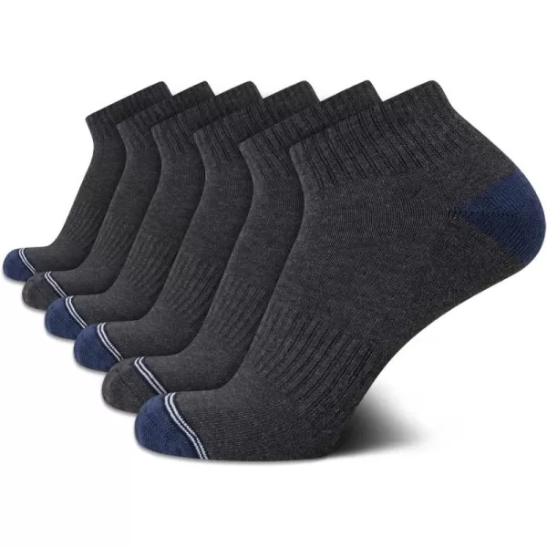 Nautica Mens Performance Quarter Socks with Cushioned Comfort 6 PackGreyNavy