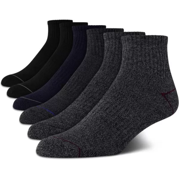 Nautica Mens Performance Quarter Socks with Cushioned Comfort 6 PackNavyGray