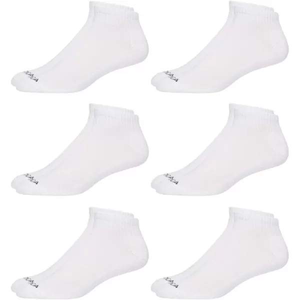 Nautica Mens Performance Quarter Socks with Cushioned Comfort 6 PackWhite Solid