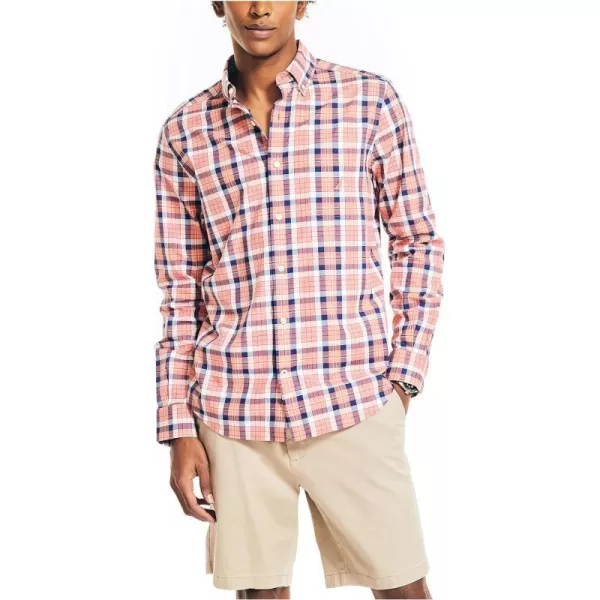 Nautica Mens Plaid Poplin ShirtCoral Dream