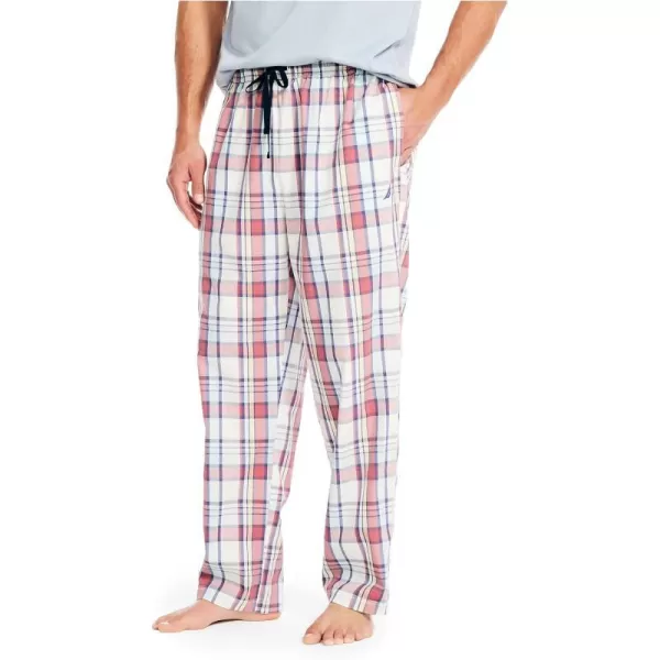 Nautica Mens Plaid Poplin Sleep PantRed Sail White