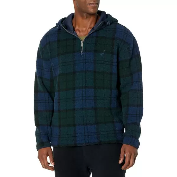 Nautica Mens Printed Faux Shearling QuarterZip HoodieBayou Green