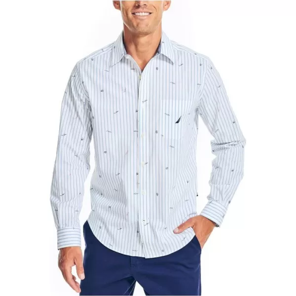 Nautica Mens Printed Poplin ShirtBright White