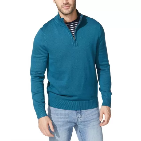 Nautica Mens QuarterZip SweaterBlue Coral