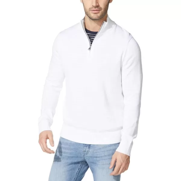 Nautica Mens QuarterZip SweaterBright White