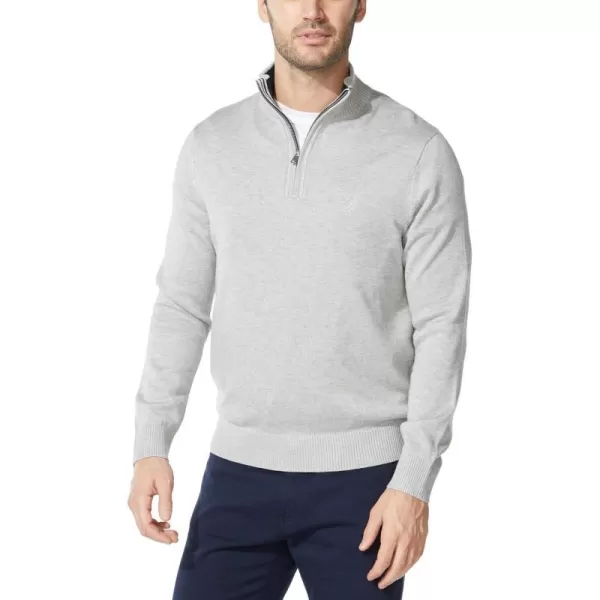 Nautica Mens QuarterZip SweaterGrey Heather