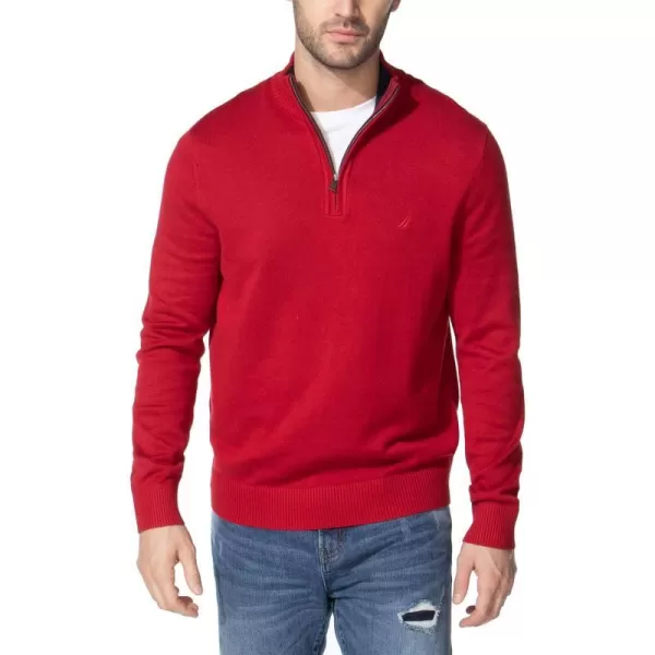 Nautica Mens QuarterZip SweaterNautica Red