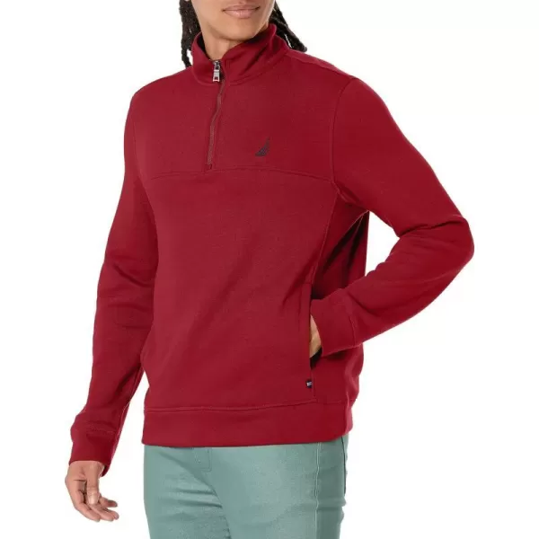 Nautica Mens QuarterZip SweatshirtDeep Crimson