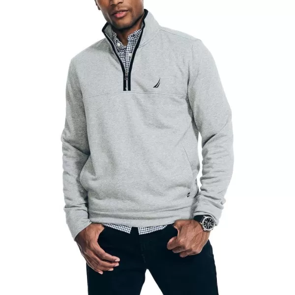 Nautica Mens QuarterZip SweatshirtStone Grey Heather