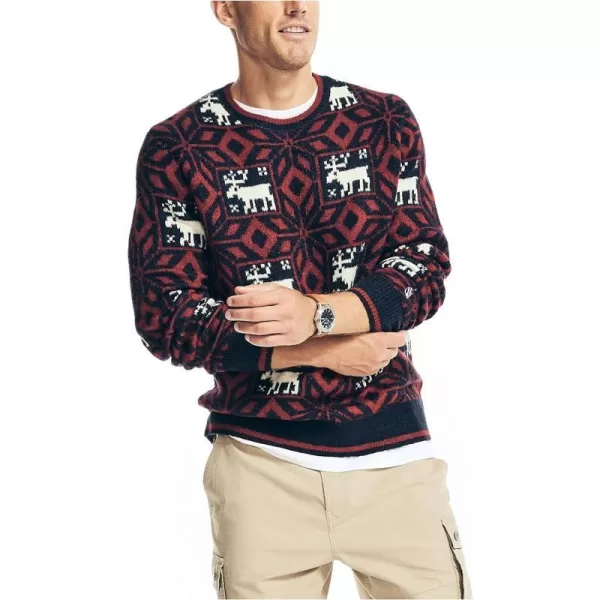 Nautica Mens Reissue Printed Jacquard Crewneck SweaterNavy