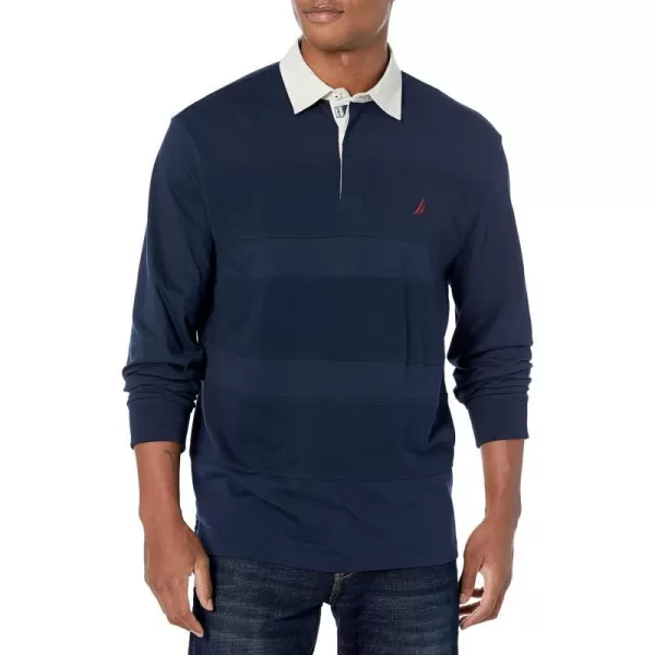 Nautica Mens Relaxed Fit LongSleeve Rugby PoloNavy