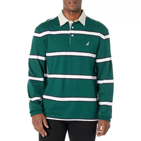 Nautica Mens Relaxed Fit LongSleeve Rugby PoloTidal Green