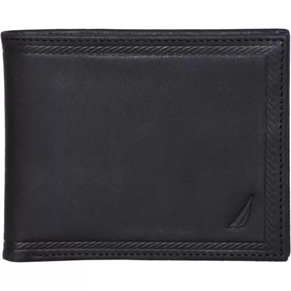 Nautica Mens Sail Embossed Leather Bifold WalletBlack