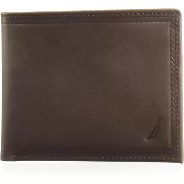 Nautica Mens Sail Embossed Leather Bifold WalletBrown