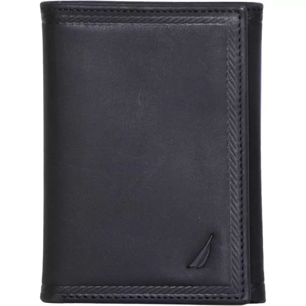 Nautica Mens Sail Embossed Leather Trifold WalletBlack