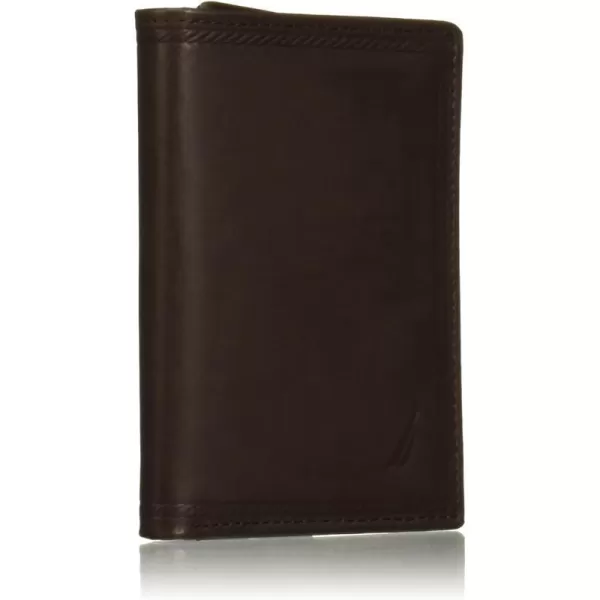 Nautica Mens Sail Embossed Leather Trifold WalletBrown