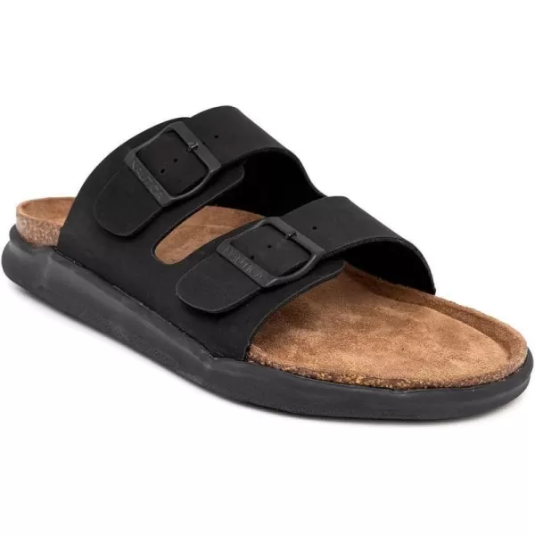 Nautica Mens Sandals  Casual Slides with 2 Adjustable Buckle Straps and Cork Footbed for Ultimate Comfort and StyleBlack Monotriun