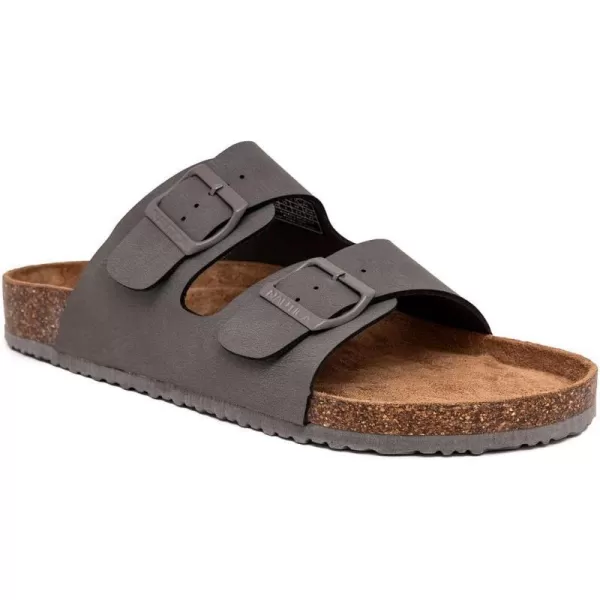 Nautica Mens Sandals  Casual Slides with 2 Adjustable Buckle Straps and Cork Footbed for Ultimate Comfort and StyleGrey Monotriun