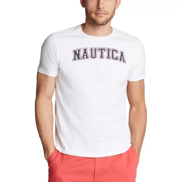 Nautica Mens Short Sleeve 100 Cotton Nautical Series Graphic TeeBright White